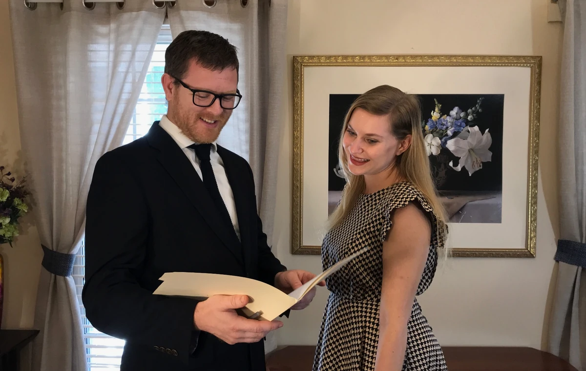 Michael Berelc meeting with a client